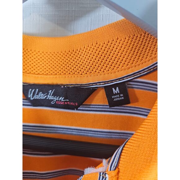 Walter Hagen Mens Essential Golf Performance Polo Shirt Orange Stripes Sz M - Picture 1 of 5